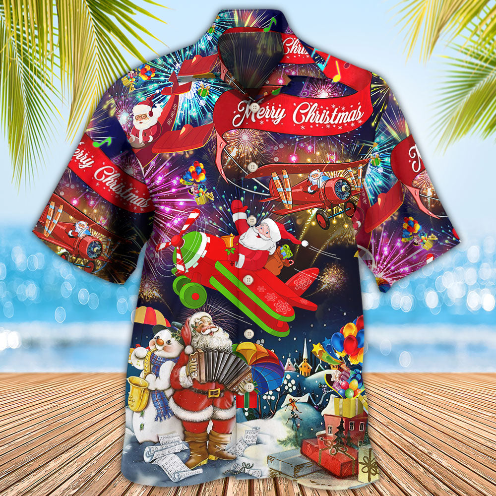 Christmas Spreading Plane With Santa Claus - Hawaiian Shirt - Reefox