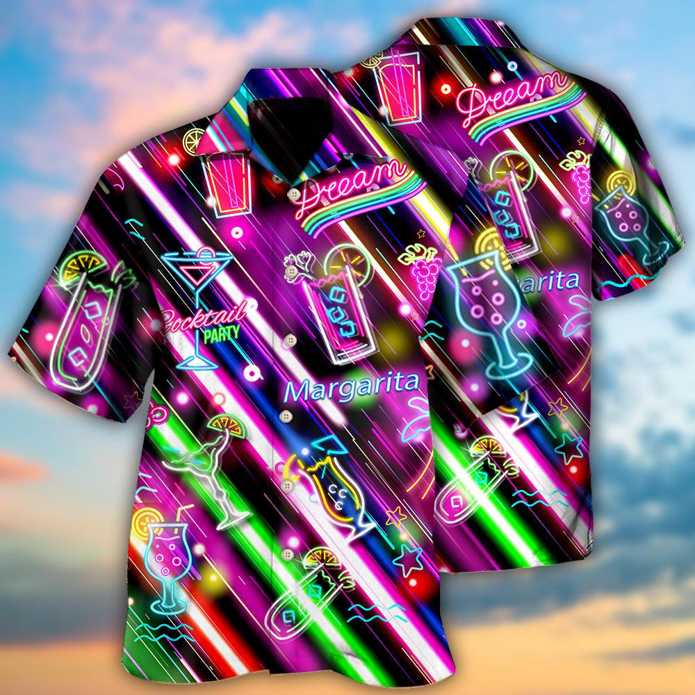 Cocktail Margarita Happy Hour Stunning Neon Style - Hawaiian Shirt - Reefox