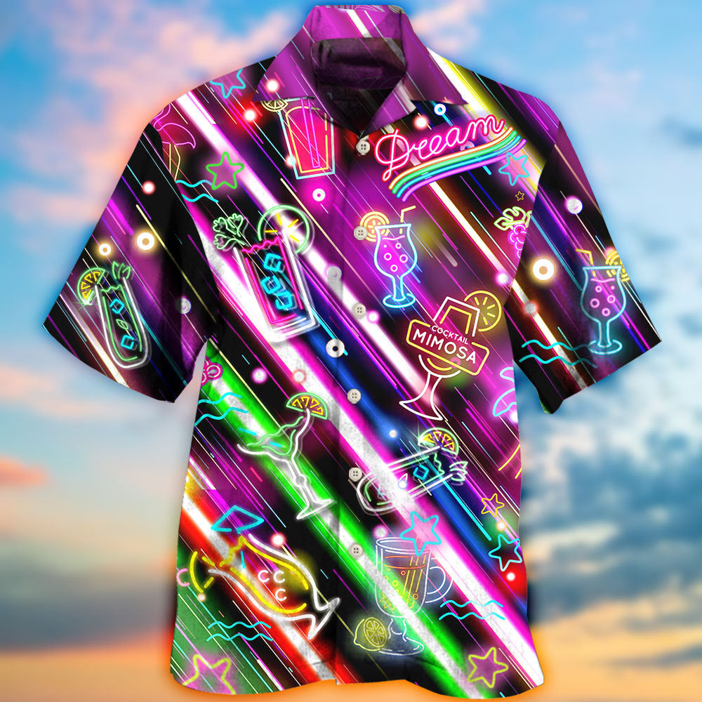 Cocktail Mimosa Happy Hour Stunning Neon Style - Hawaiian Shirt - Reefox