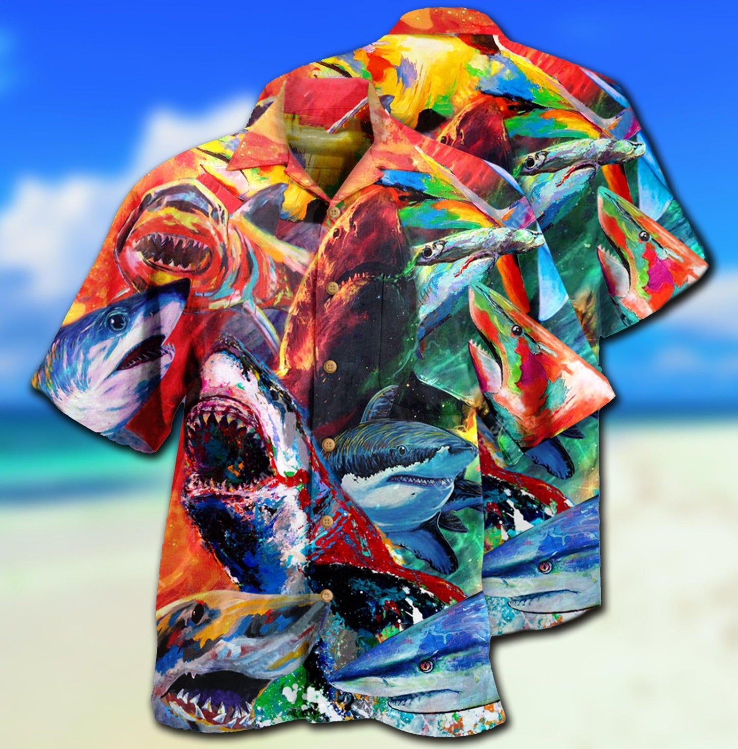 Shark Colorful Just Wanna Have Fun - Hawaiian Shirt - Reefox