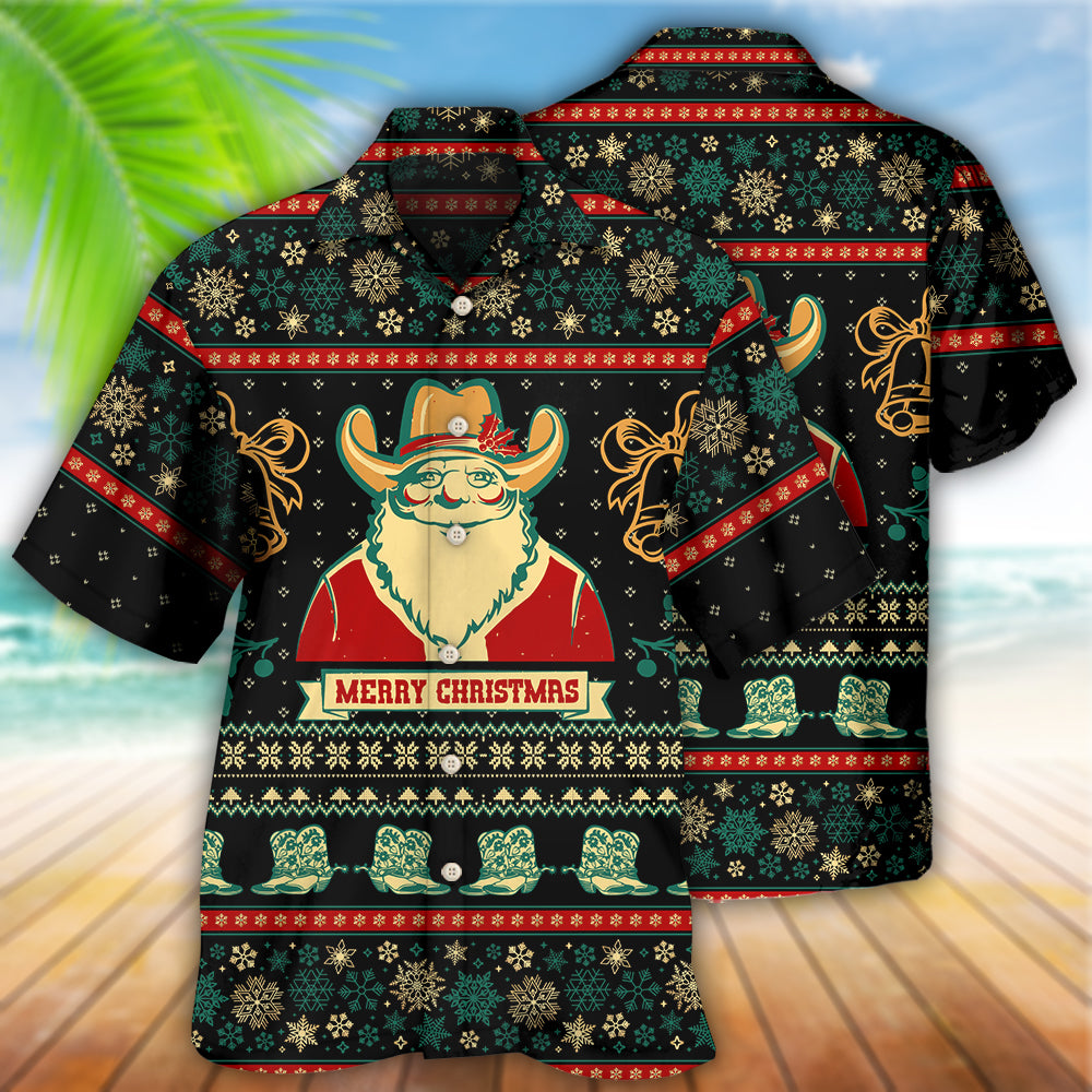 Cowboy Santa Christmas Old Man - Hawaiian Shirt - Reefox