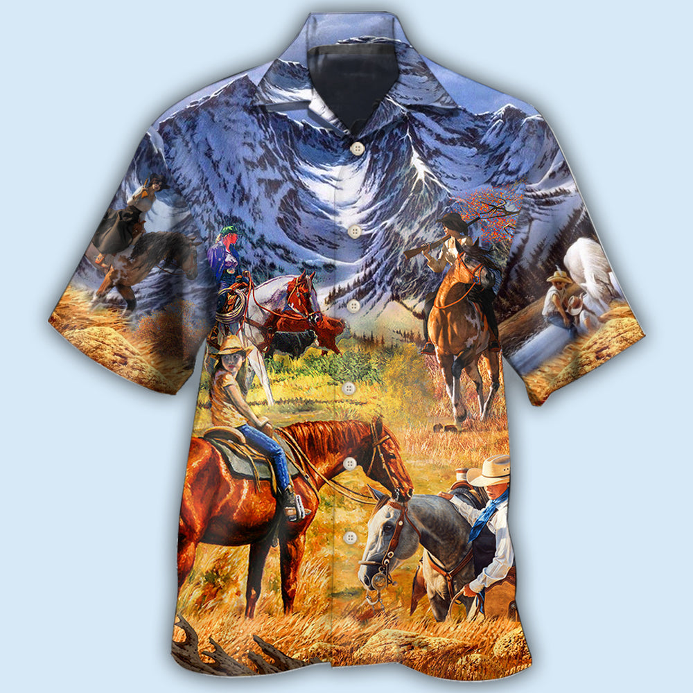 Cowgirl Mountain At Sunset - Hawaiian Shirt - Reefox