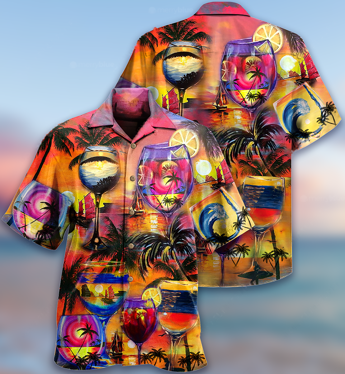 Wine It's Time For Wine And Hawaii - Hawaiian Shirt - Reefox