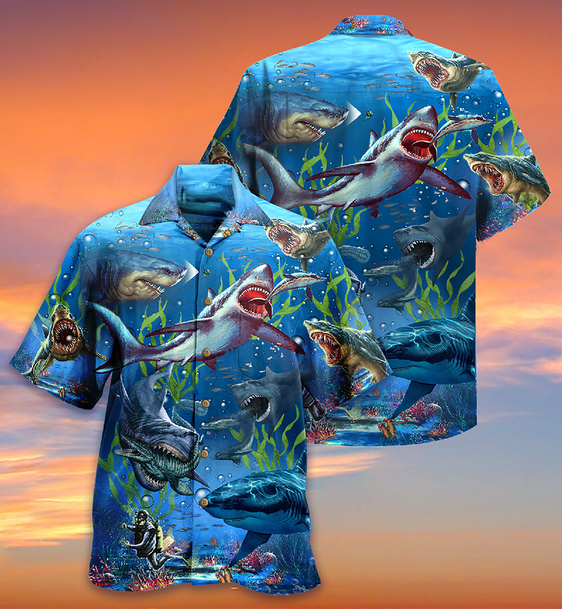 Shark What If Megalodon Was Alive - Hawaiian Shirt - Reefox