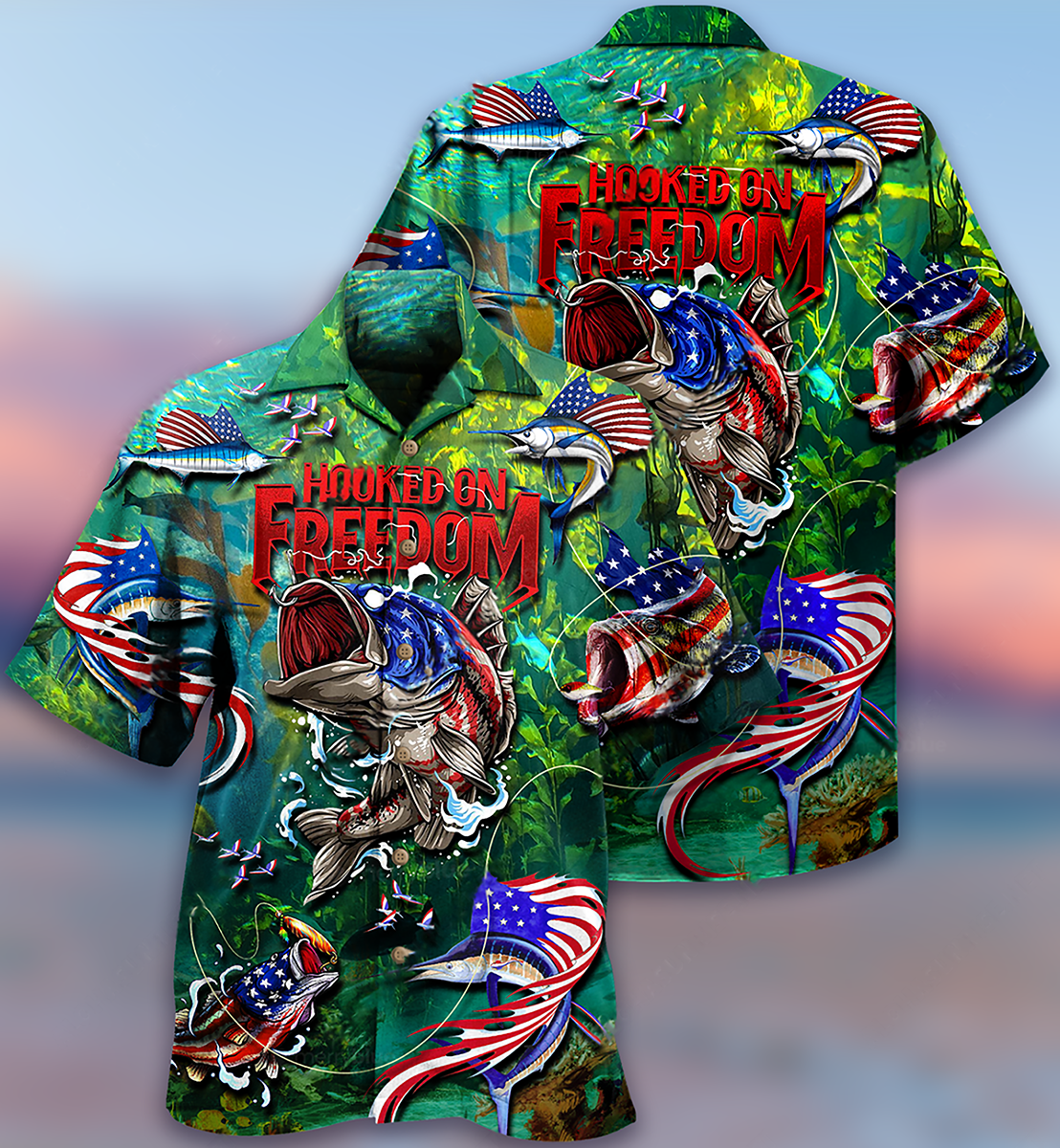 Fishing Hooked On Freedom America - Hawaiian Shirt - Reefox