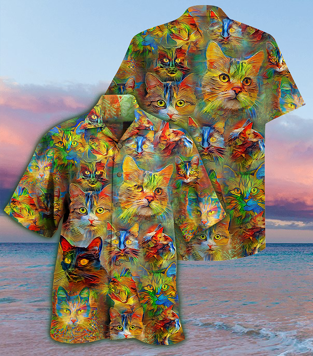 Cat Beautiful Colorful Painting - Hawaiian Shirt - Reefox