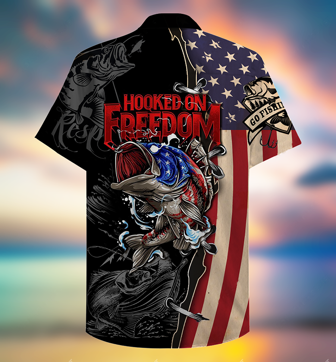 Fishing Hooked On Freedom America Freedom - Hawaiian Shirt - Reefox