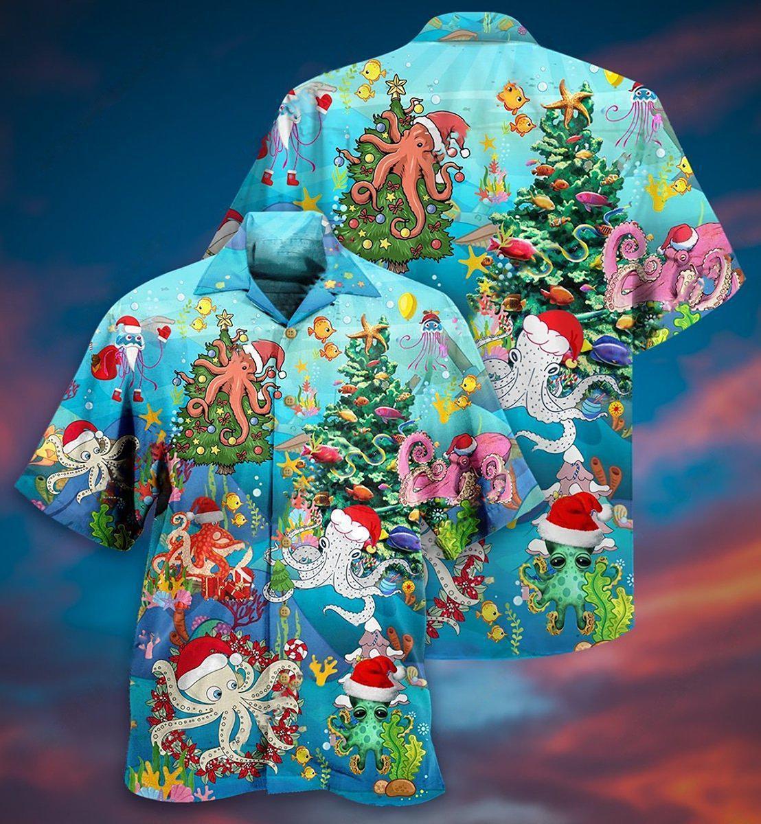 Octopus Merry Xmas Happy - Hawaiian Shirt - Reefox