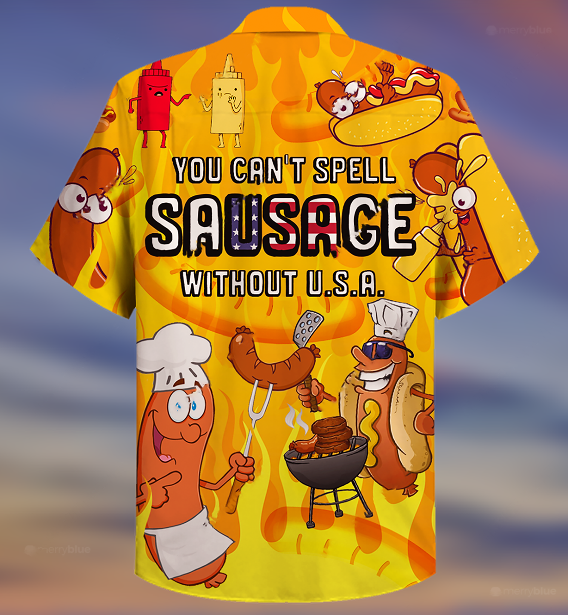 Food You Can't Spell Sausage Without USA Funny - Hawaiian Shirt - Reefox