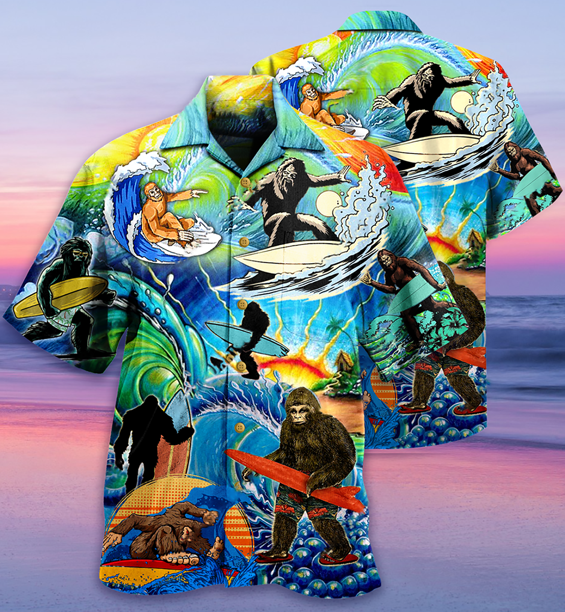 Bigfoot Loves Cool Surfing - Hawaiian Shirt - Reefox