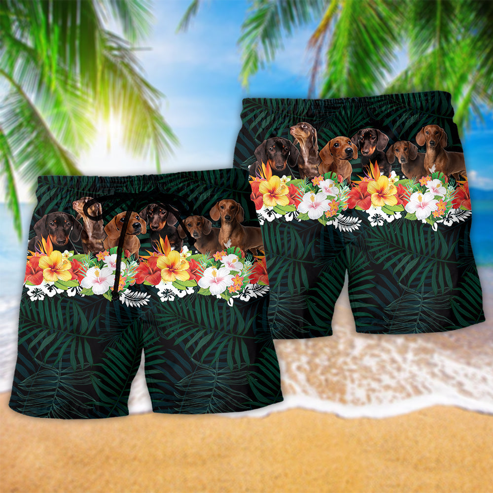 Dachshund Lover Green Tropical Life - Beach Short Reefox - Owls Matrix LTD