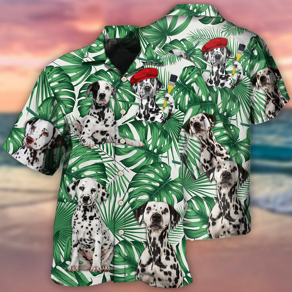 Dalmatian And Tropical Leaf - Hawaiian Shirt - Reefox