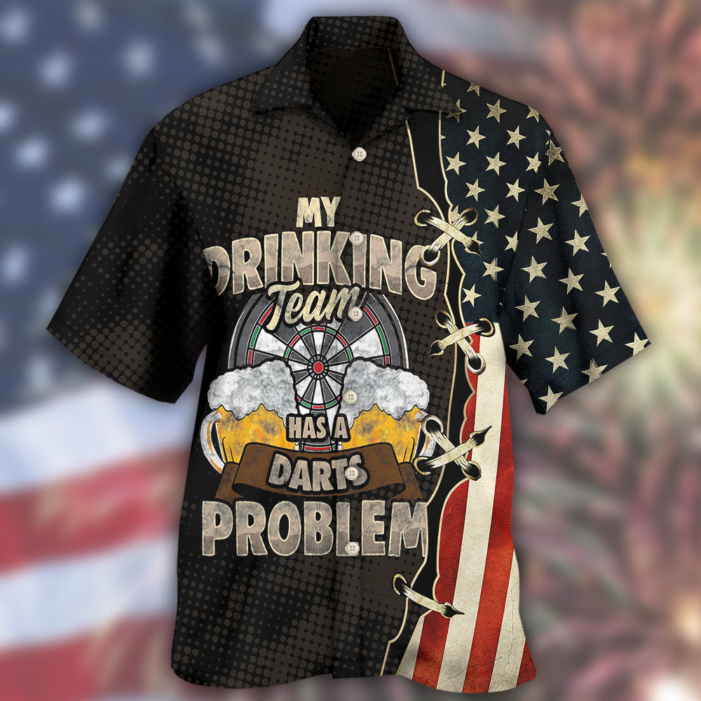 Darts Independence Day My Drinking Team - Hawaiian Shirt - Reefox
