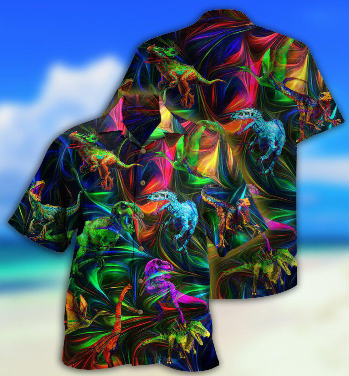 Dinosaur Amazing Love Neon Style - Hawaiian Shirt - Reefox