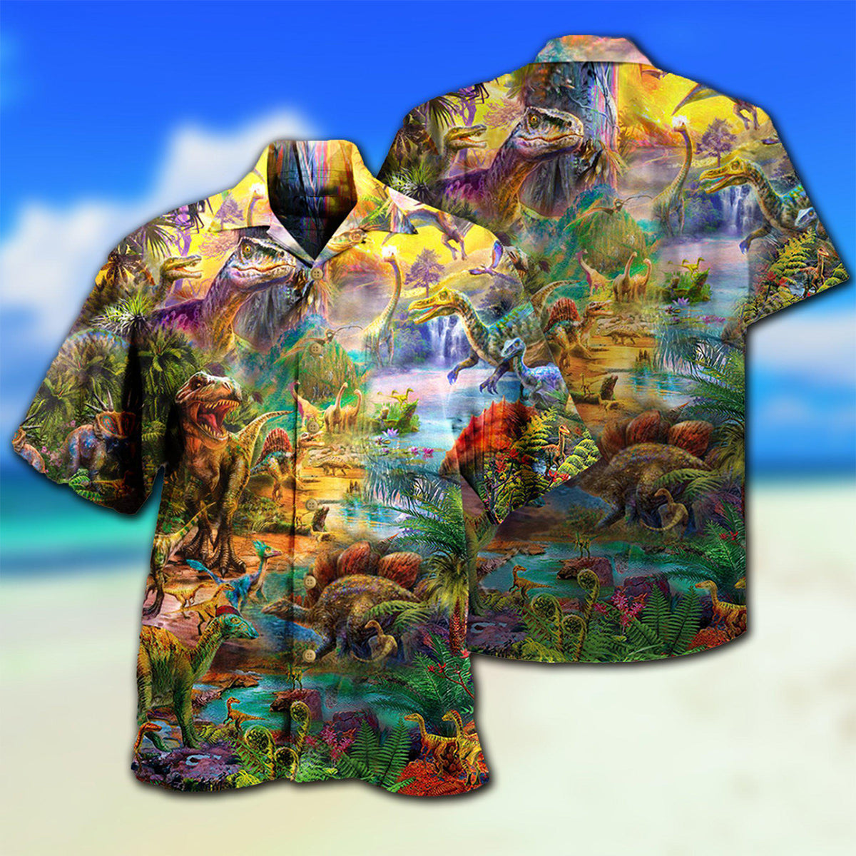 Dinosaur Colorful World Of Dinosaur - Hawaiian Shirt - Reefox