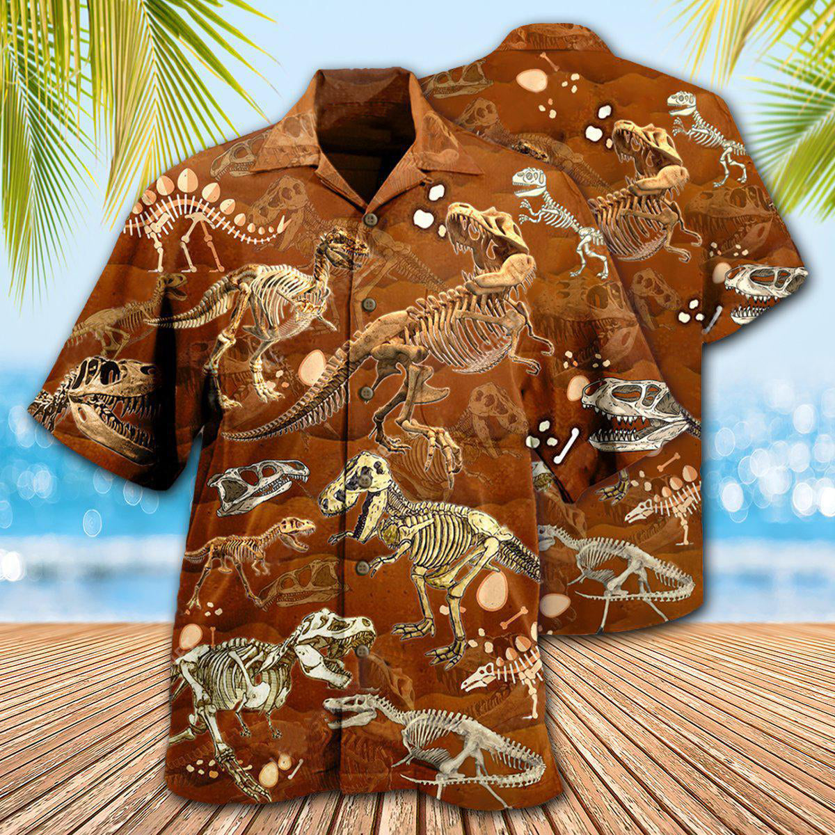 Dinosaur T-Rex Skull Vintage - Hawaiian Shirt - Reefox