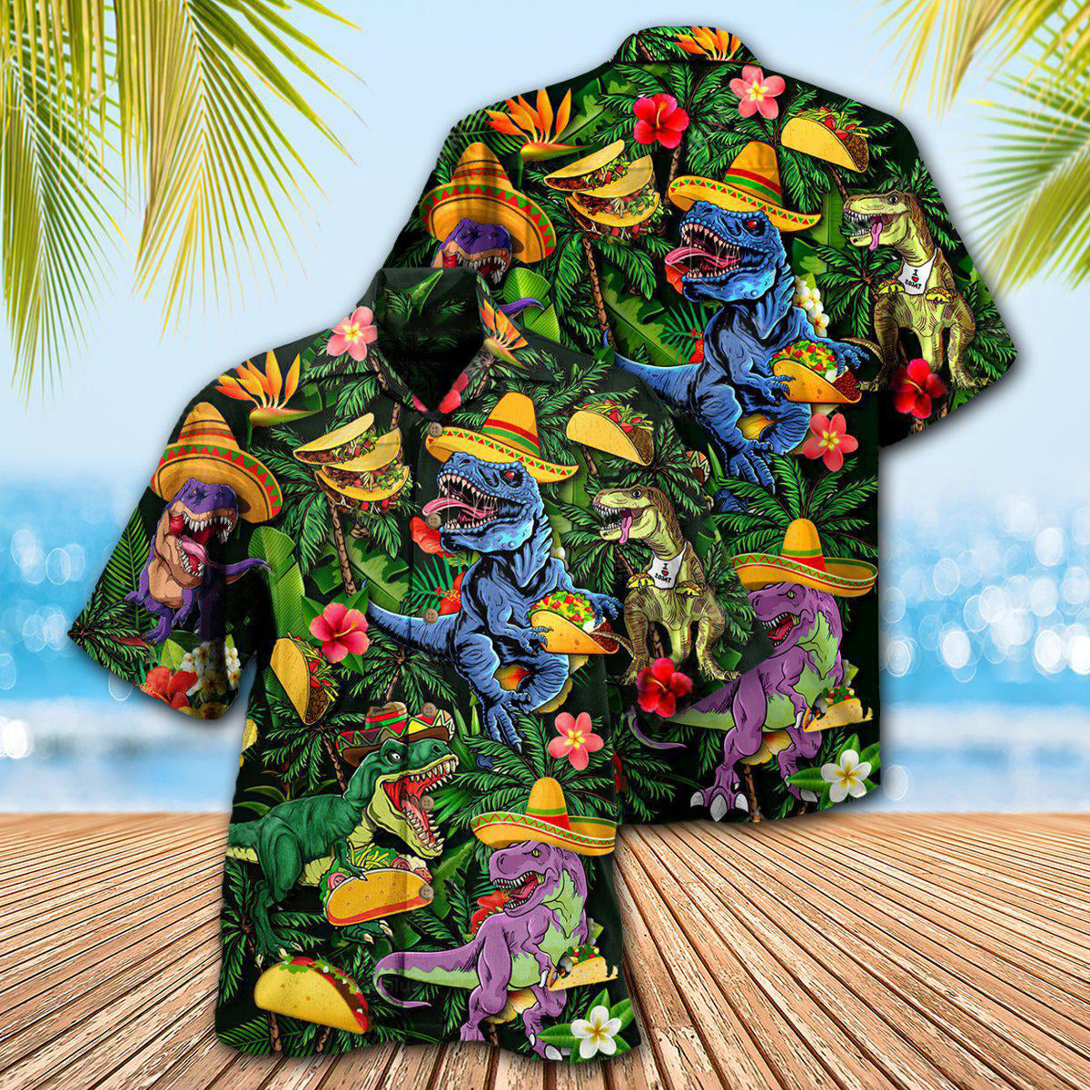 Dinosaur Taco Funny T-rex - Hawaiian Shirt - Reefox