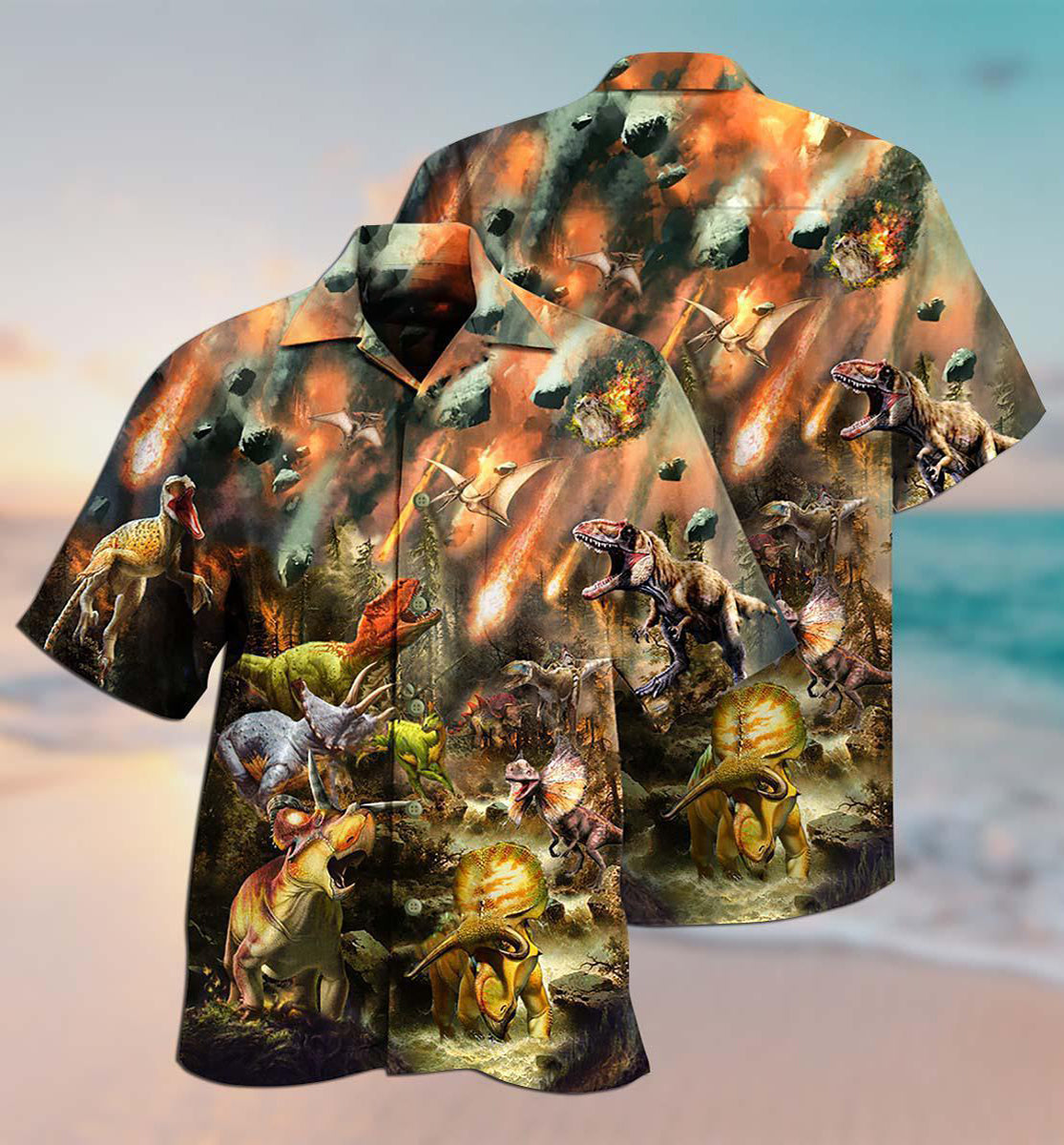 Dinosaur Perish Life With Fire - Hawaiian Shirt - Reefox