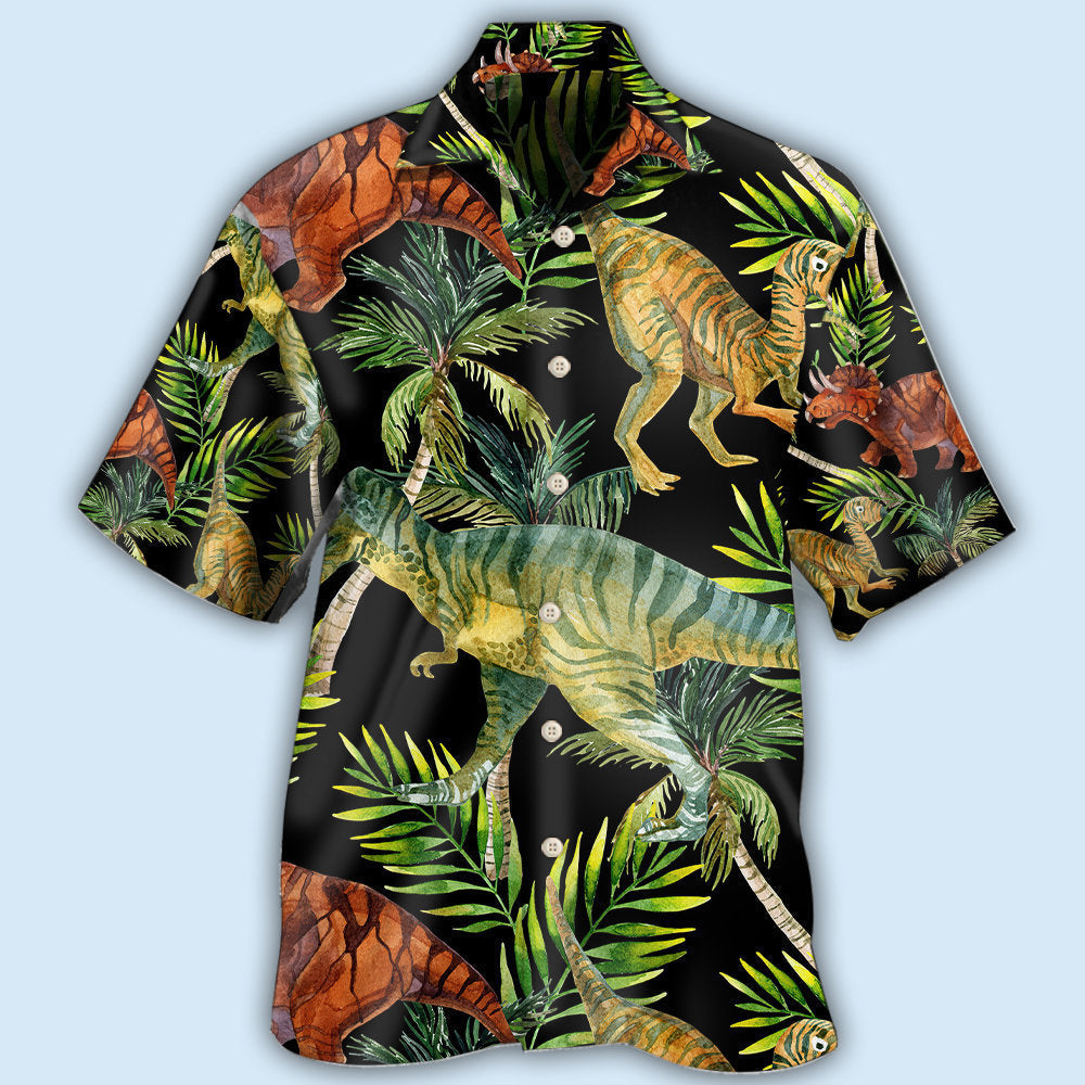 Dinosaur In Tropical Jungles - Hawaiian Shirt - Reefox