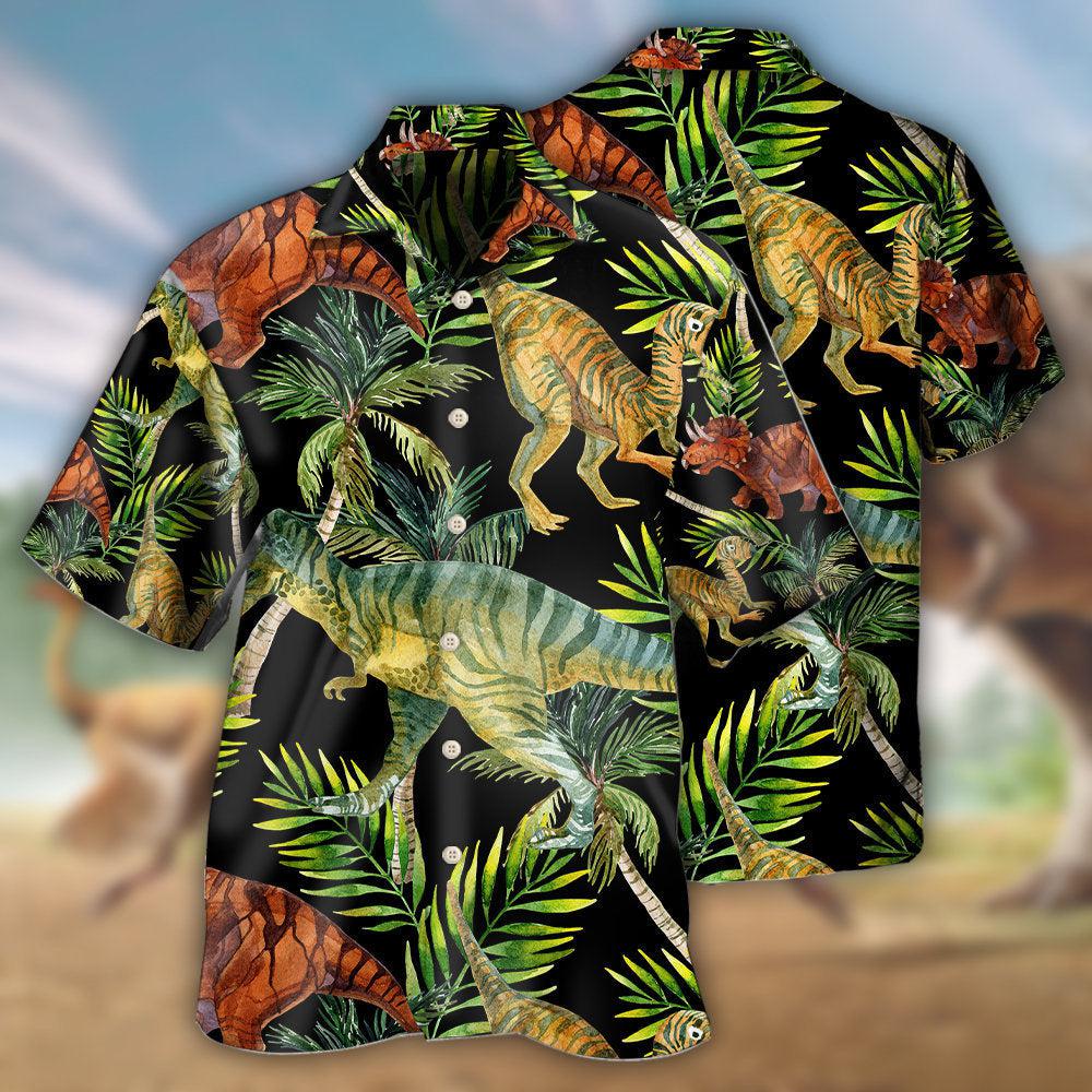 Dinosaur In Tropical Jungles - Hawaiian Shirt - Reefox