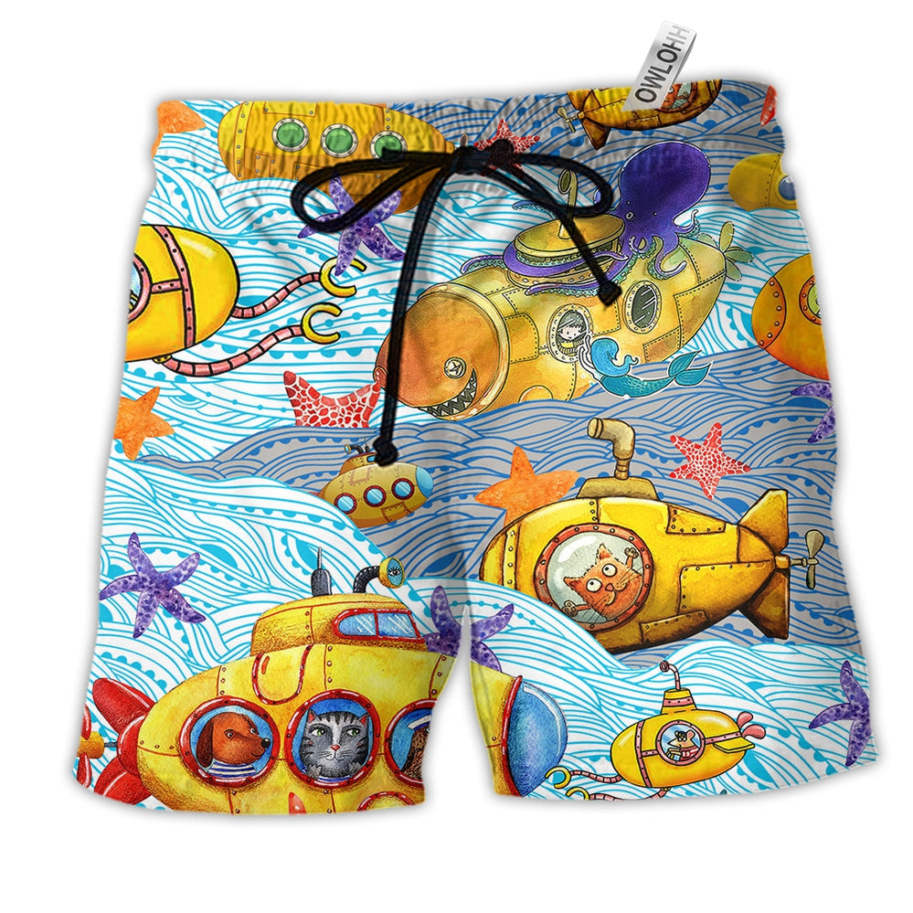Beach Short / Adults / S Diving Into The Ocean Submarines - Beach Short Reefox - Owls Matrix LTD