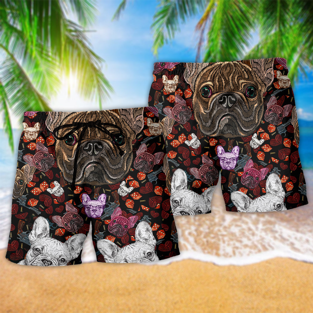 Dog Bulldog Embroidery So Cute - Beach Short Reefox - Owls Matrix LTD