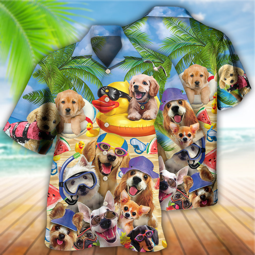 Dogs Funny Summer Of Happy Puppies - Hawaiian Shirt - Reefox