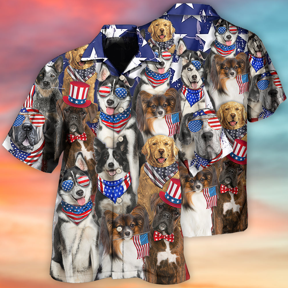 Dogs Independence Day Funny Love Style - Hawaiian Shirt - Reefox