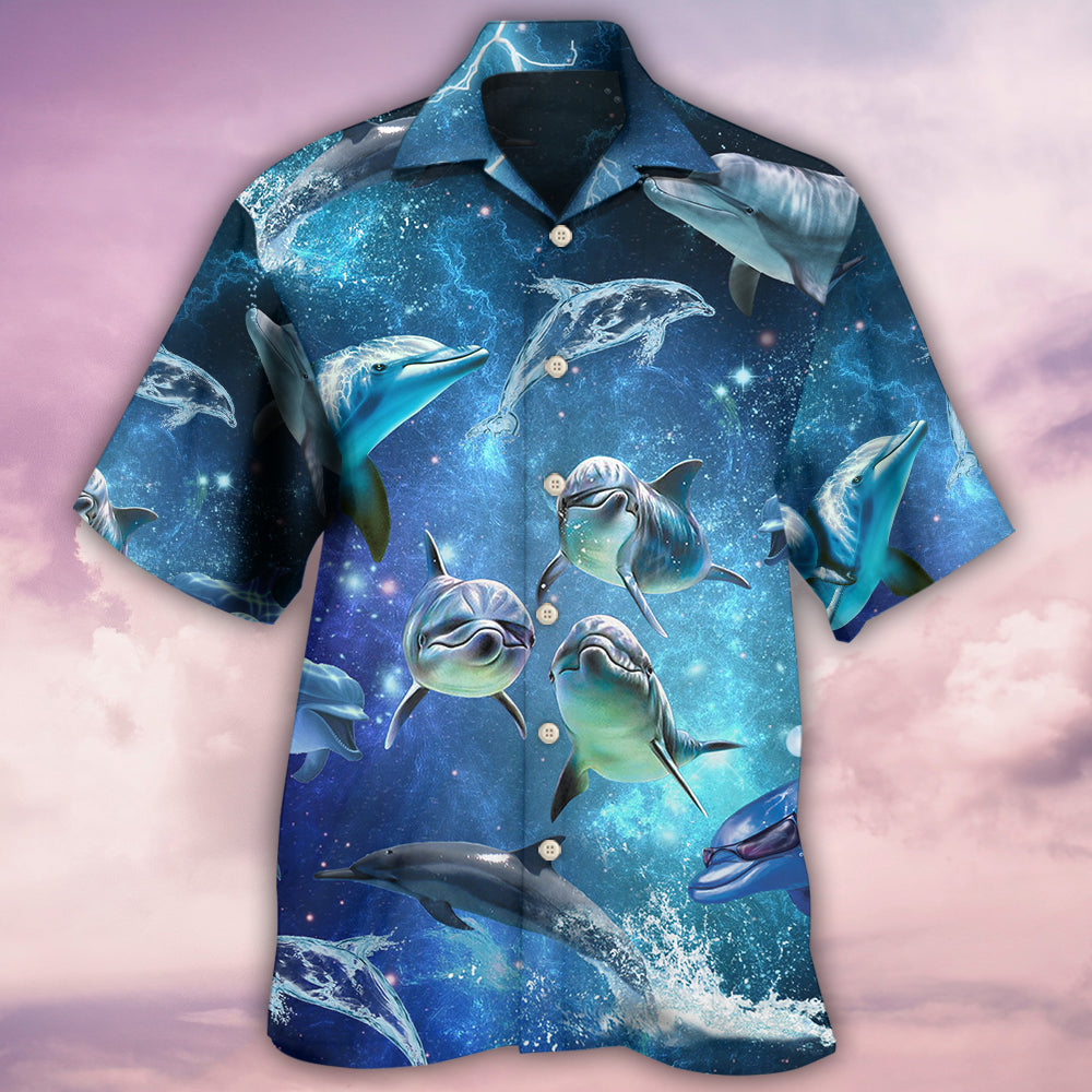 Dolphin In The Frozen Galaxy - Hawaiian Shirt - Reefox