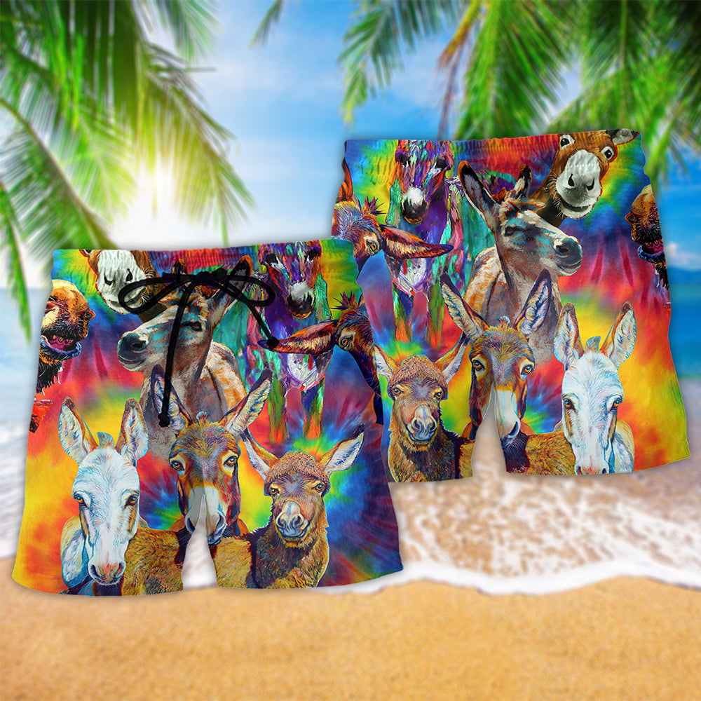 Donkey Animals Love Color Always Smile - Beach Short Reefox - Owls Matrix LTD