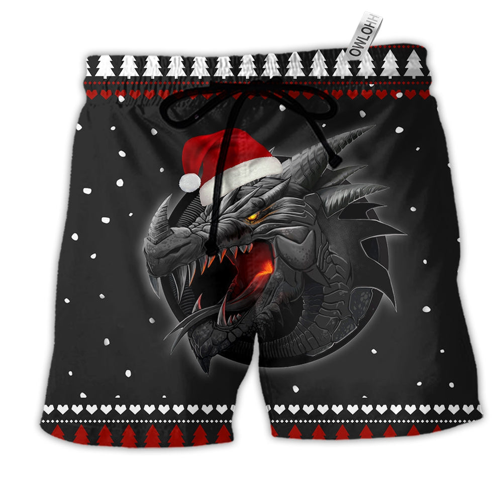 Beach Short / Adults / S Dragon Merry Christmas Night - Beach Short Reefox - Owls Matrix LTD