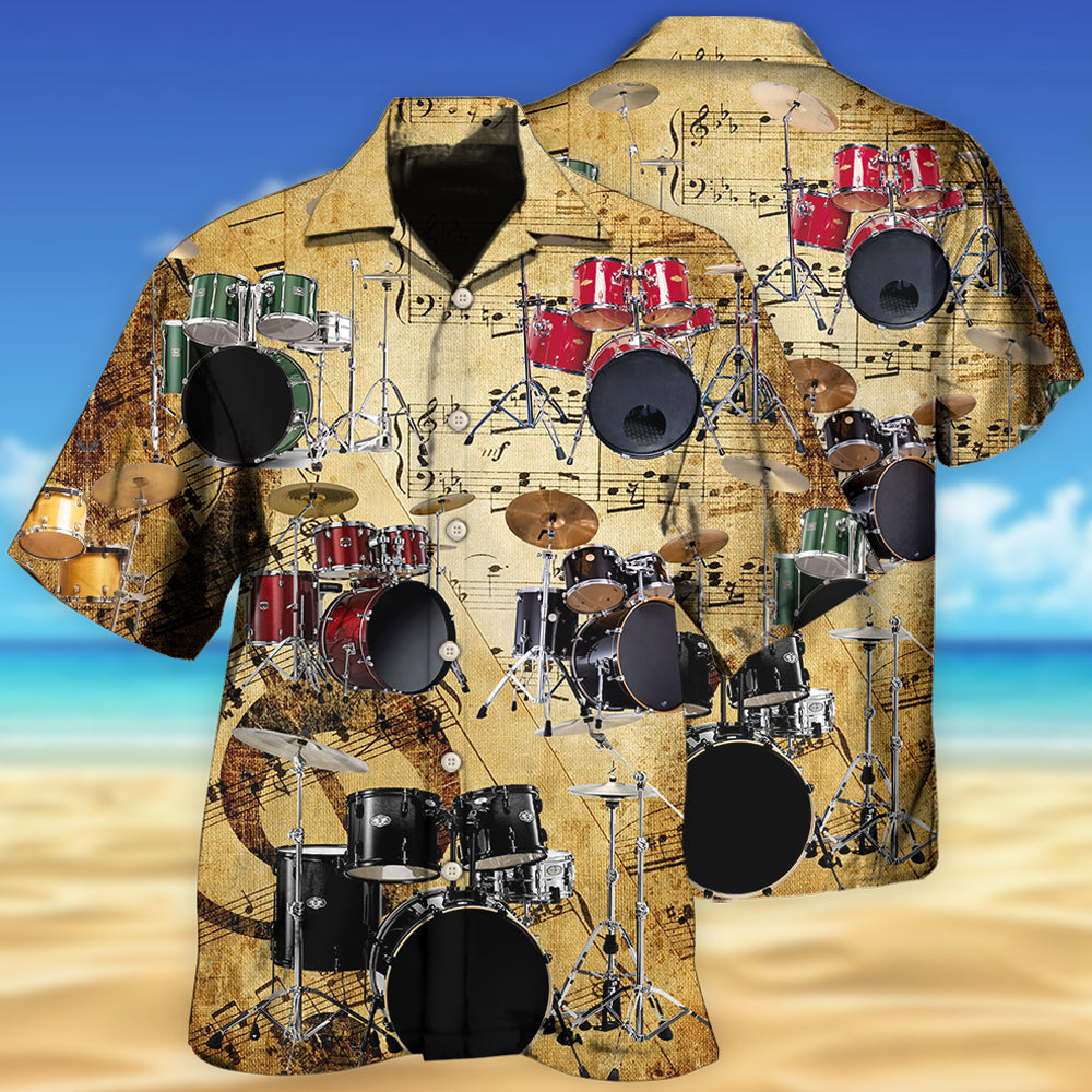 Drum Music Note Vintage Style - Hawaiian Shirt - Reefox