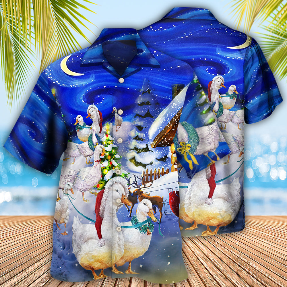 Duck Christmas Light All Night - Hawaiian Shirt - Reefox