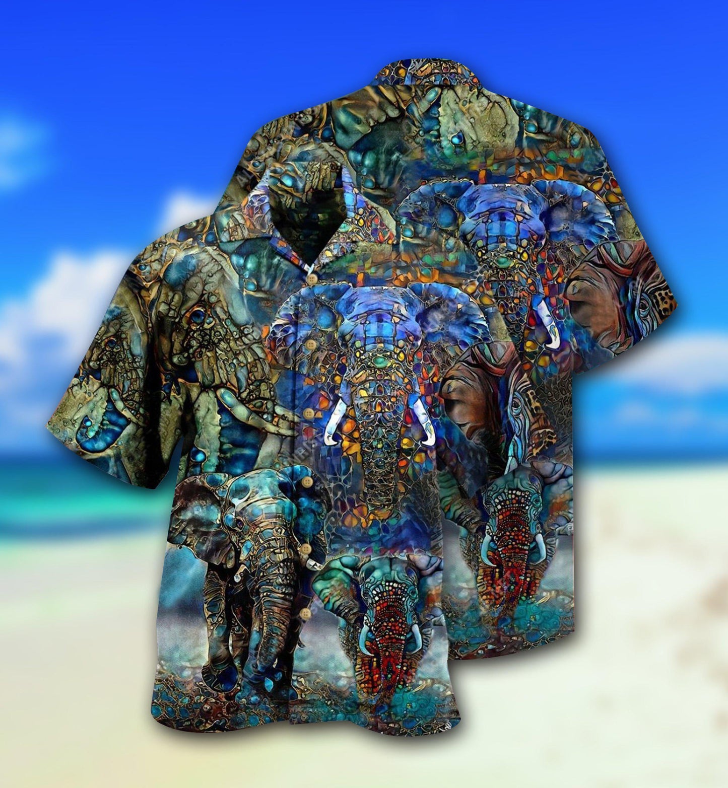 Elephant Love Forest Color - Hawaiian Shirt - Reefox