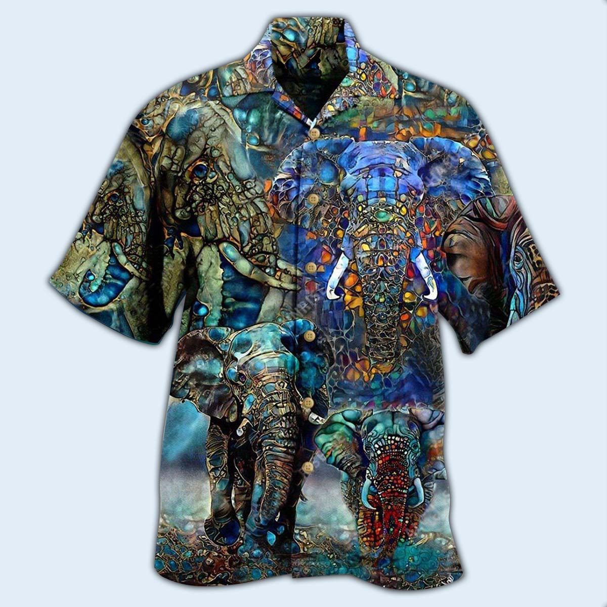 Elephant Love Forest Color - Hawaiian Shirt - Reefox