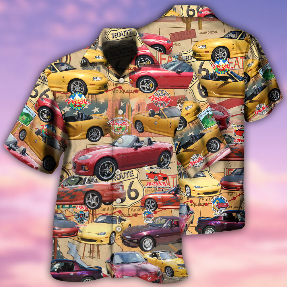 Car Road Route Vintage Style - Hawaiian Shirt - Reefox