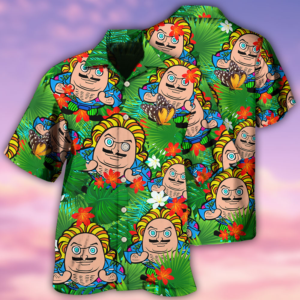 Comics-Figure And Blooming Tropical Flowers - Hawaiian Shirt - Reefox