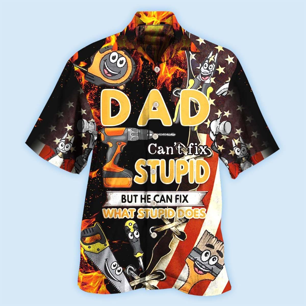 Mechanic Family Dad Can't Fix Stupid But He Can Fix What Stupid Does - Hawaiian Shirt - Reefox
