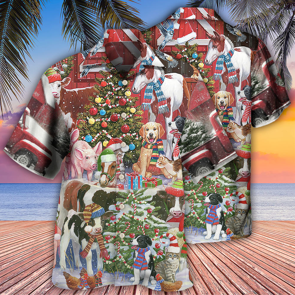 Farm Animals Happy With Xmas Night - Hawaiian Shirt - Reefox
