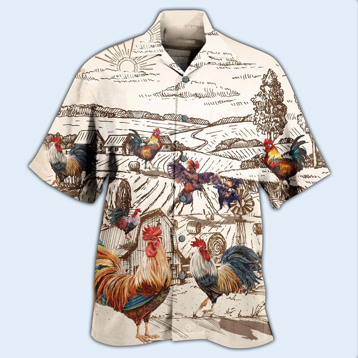 Chicken Awesome Farmer Roosters - Hawaiian Shirt - Reefox