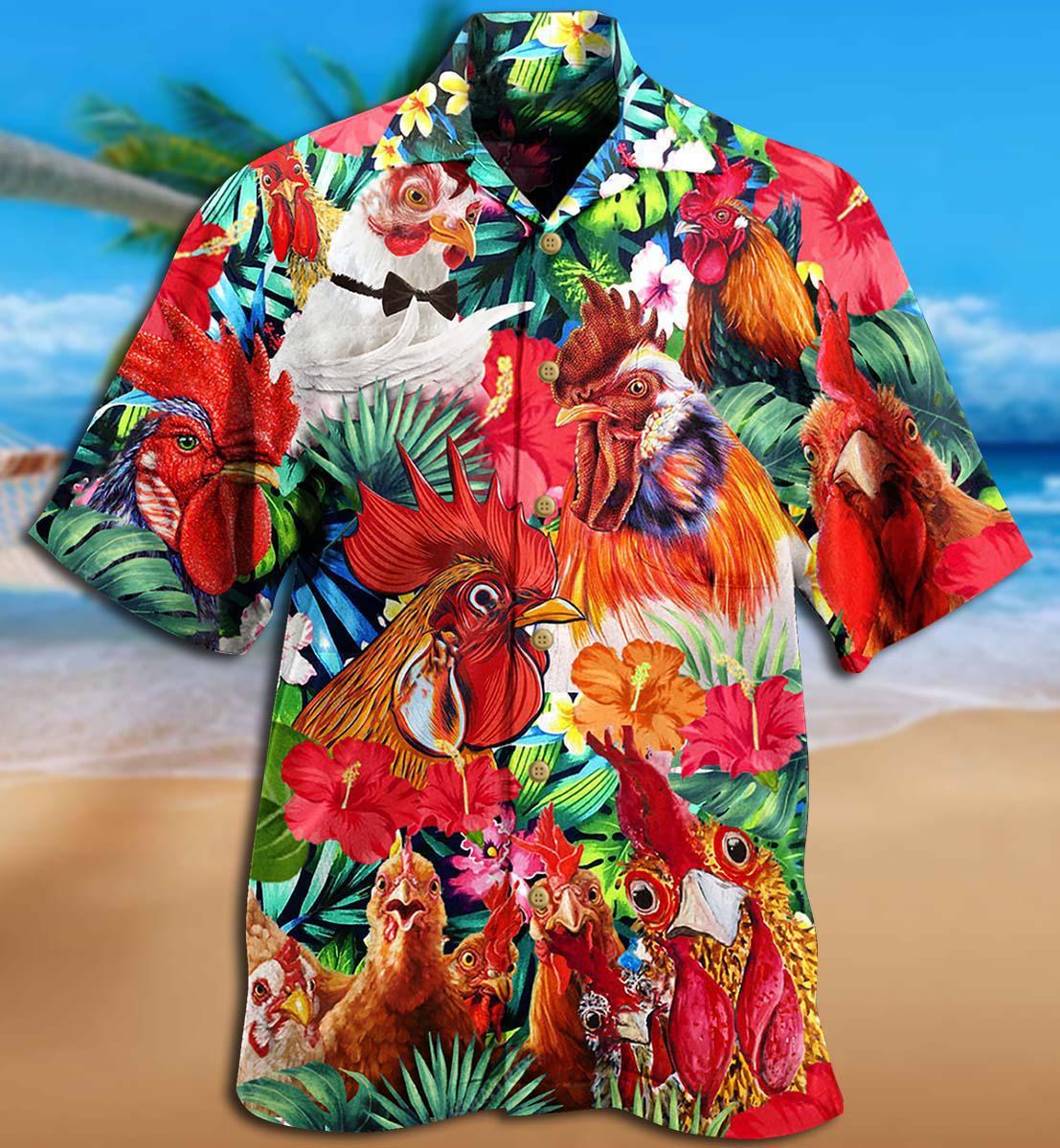 Chicken Loves Summer Tropical Style - Hawaiian Shirt - Reefox