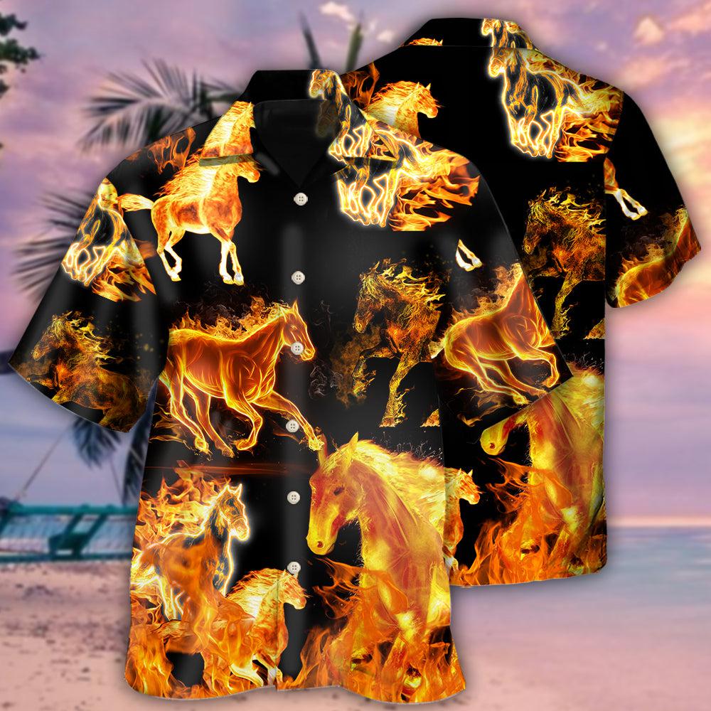 Horse Fire Forse Black Style - Hawaiian Shirt - Reefox