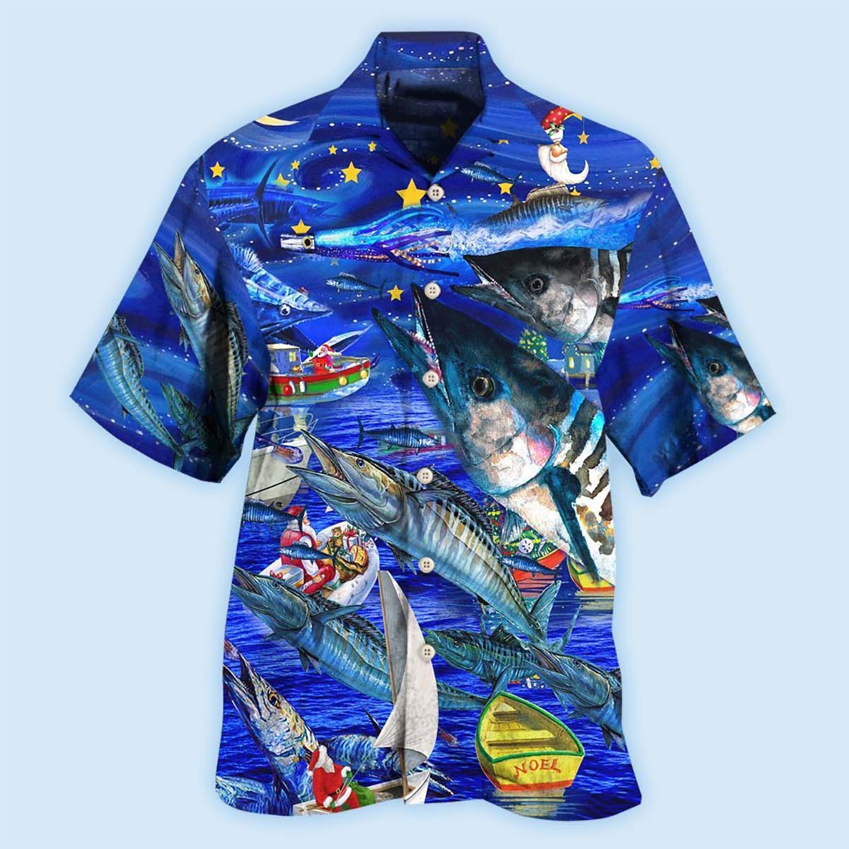 Fishing Love Ocean Blue Merry Christmas - Hawaiian Shirt - Reefox