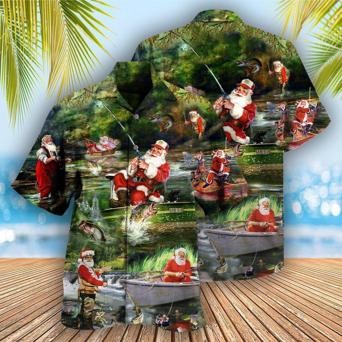 Fishing Christmas Merry Fishmasand A Happy New Reel - Hawaiian Shirt - Reefox