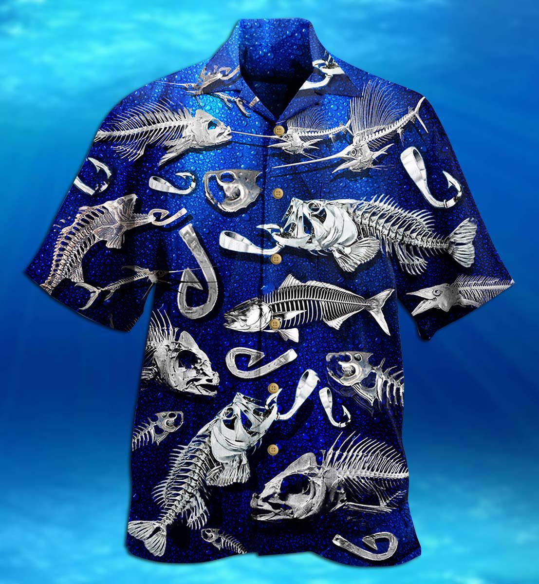 Fishing Fishbone Blue Style - Hawaiian Shirt - Reefox