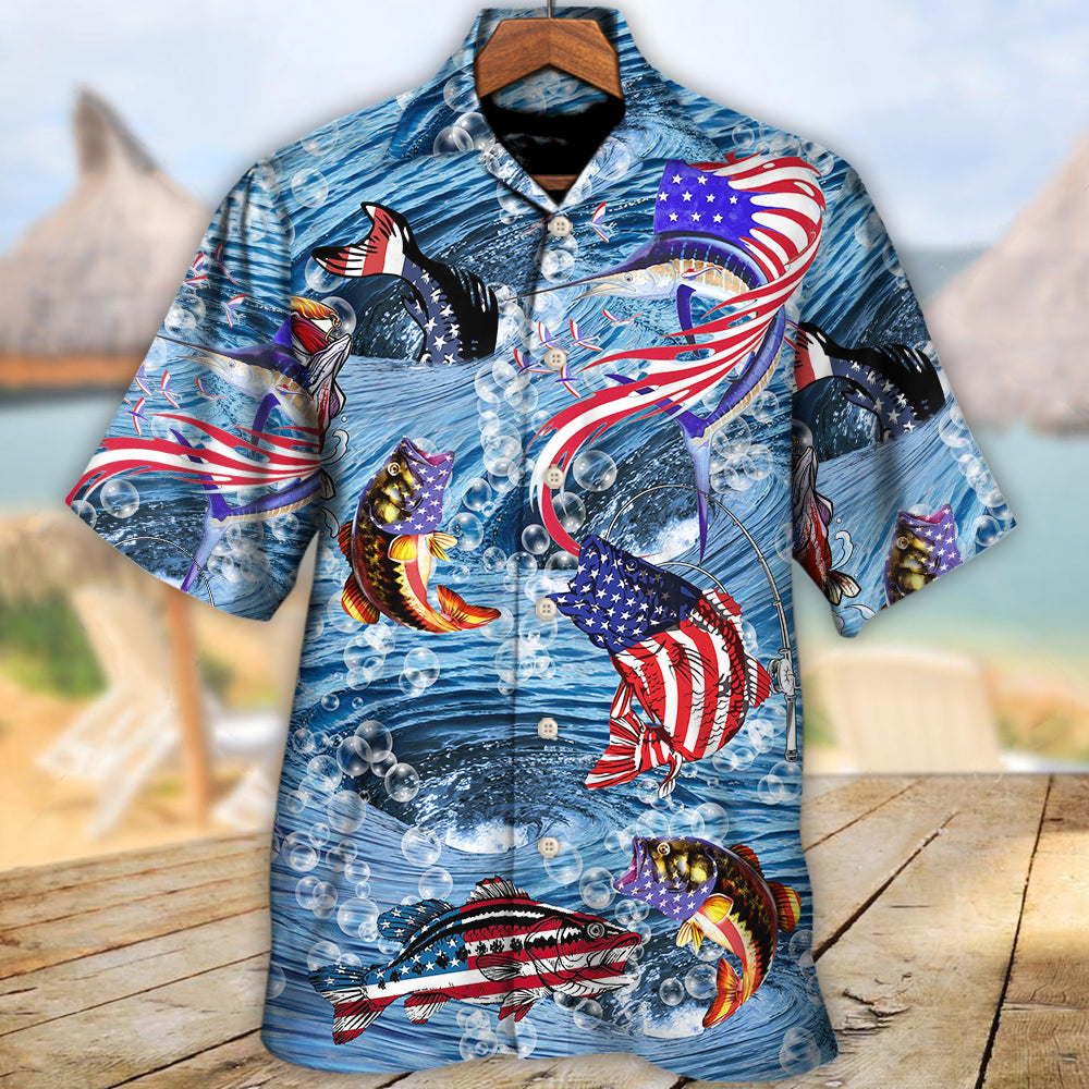 Fishing Hard America Cool - Hawaiian Shirt - Reefox