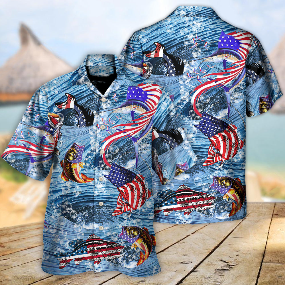 Fishing Hard America Cool - Hawaiian Shirt - Reefox