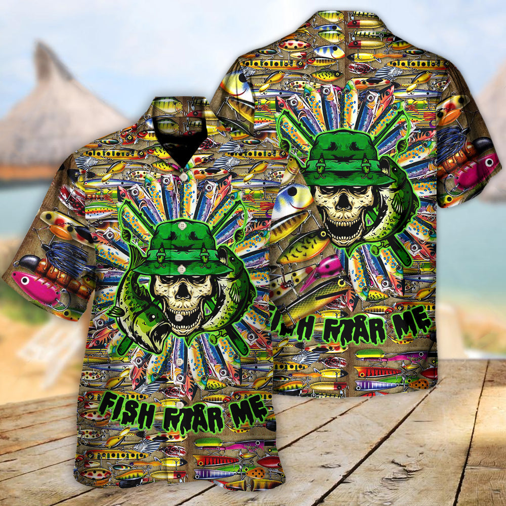 Fishing Just A Man Loves Fishing Skull Cool - Hawaiian Shirt - Reefox