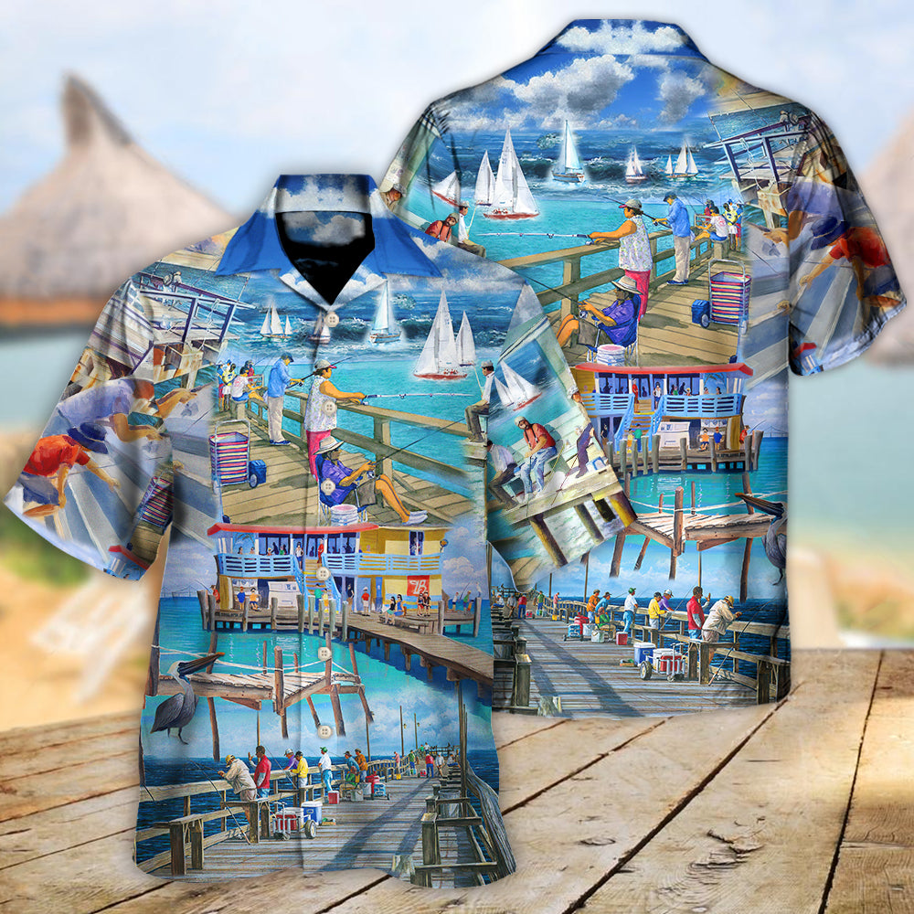 Fishing Pier Enjoy The Moment - Hawaiian Shirt - Reefox