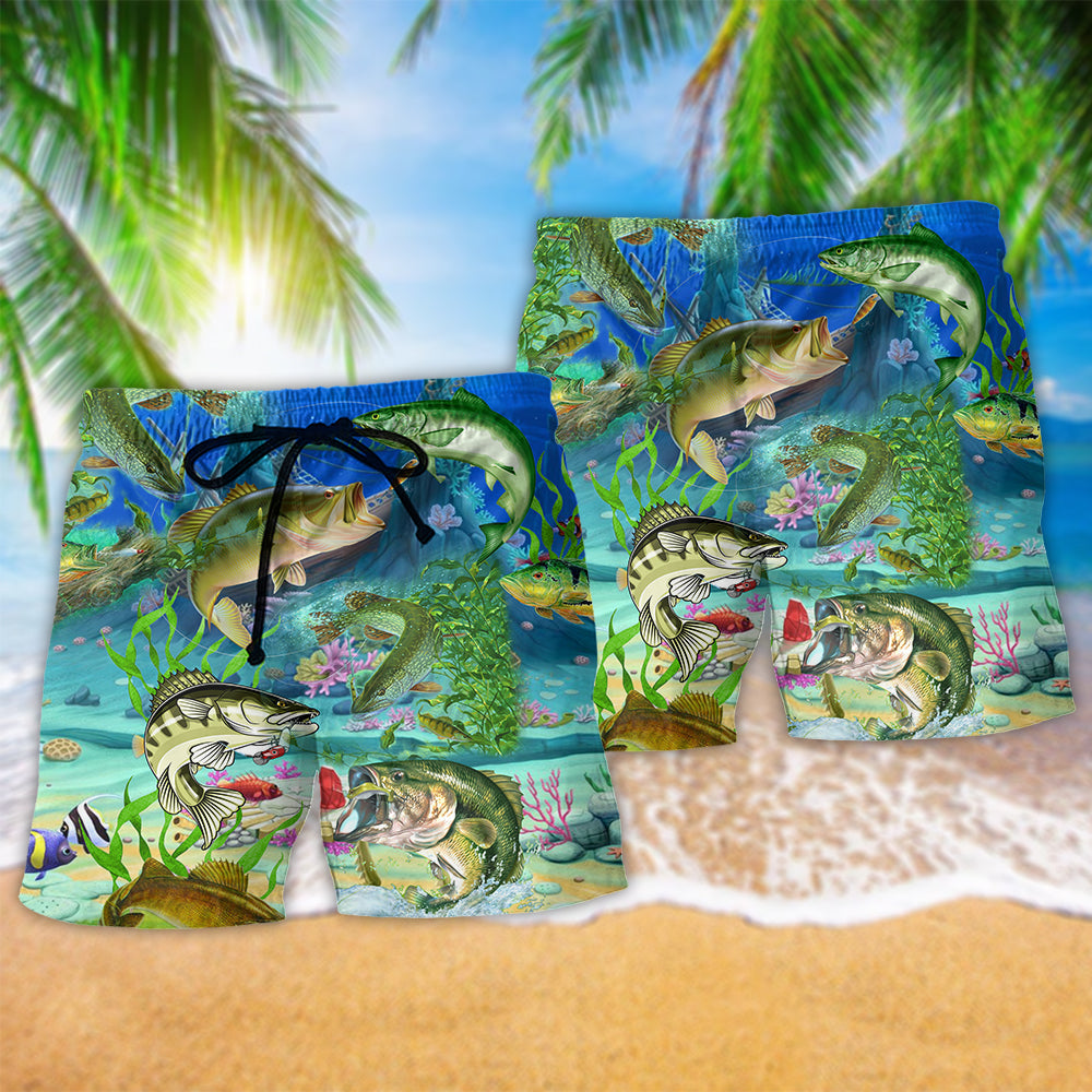 Fishing Real Men Do Fishing Blue And Green - Beach Short Reefox - Owls Matrix LTD